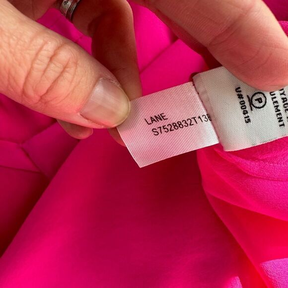DVF Diane Von Furstenberg Women’s Size 0 100% Silk‎ V-Neck Blouse Bright Pink - Picture 11 of 13